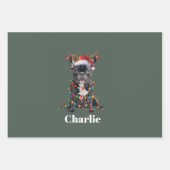 Persoonlijke naam kerst Franse Bulldog Hond  Inpakpapier Vel (Voorkant)