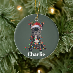 Persoonlijke naam kerst Franse Bulldog Hond  Keramisch Ornament