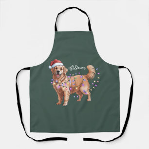 Persoonlijke Naam Kerst Golden Retriever Hond Schort