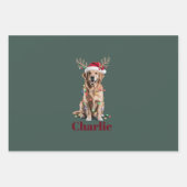 Persoonlijke naam kerst goud retriever hond inpakpapier vel (Voorkant)