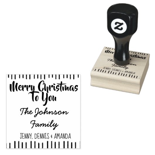 Persoonlijke naam kerstfamilie Merry Rubberstempel (Gestempeld)