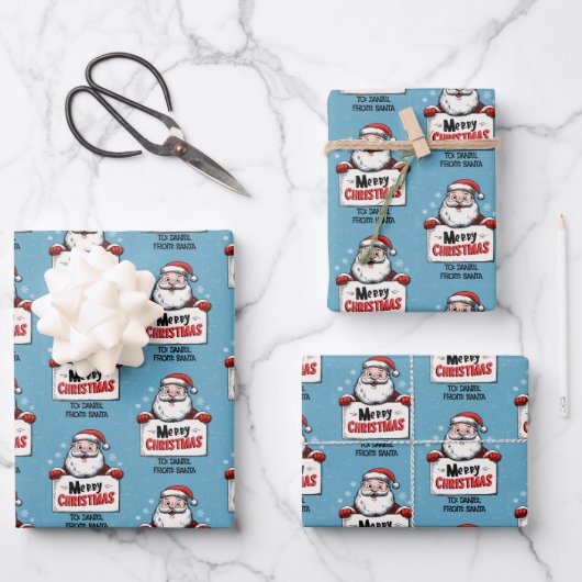 Persoonlijke Naam Kerstman Kerstmis Inpakpapier Vel (Voorkant)