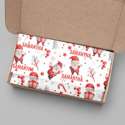 Persoonlijke naam Kerstman patroon Tissuepapier