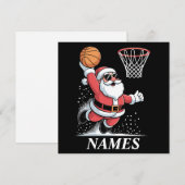 Persoonlijke naam Kerstman Santa Dunking Basketbal Feestdagenkaart (Voorkant / Achterkant)