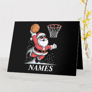 Persoonlijke Naam Kerstman Santa Dunking Basketbal Kaart