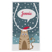 Persoonlijke naam kerstmis feestdagen santa cat klein cadeauzakje (Achterkant)