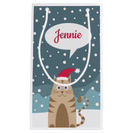 Persoonlijke naam kerstmis feestdagen santa cat klein cadeauzakje