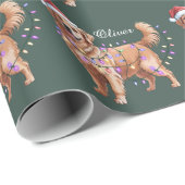 Persoonlijke naam Kerstmis Goud Retriever Hond  Cadeaupapier (Rol Hoek)