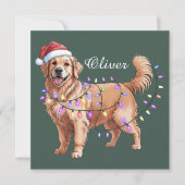Persoonlijke naam Kerstmis Goud Retriever Hond Feestdagenkaart (Voorkant)
