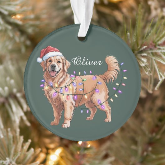 Persoonlijke Naam Kerstmis Goud Retriever Hond  Ornament (Boom)