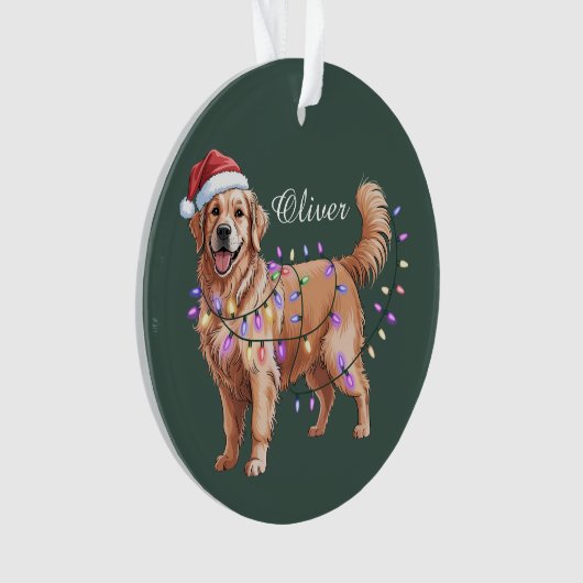 Persoonlijke Naam Kerstmis Goud Retriever Hond  Ornament (voorkant)