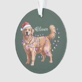 Persoonlijke Naam Kerstmis Goud Retriever Hond  Ornament (voorkant)