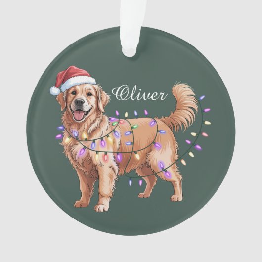 Persoonlijke Naam Kerstmis Goud Retriever Hond  Ornament (voorkant)
