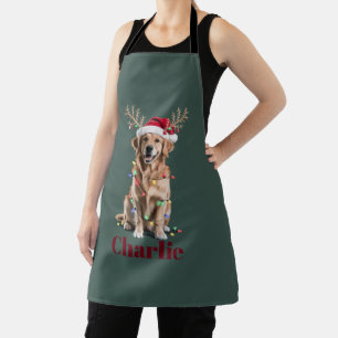 Persoonlijke Naam Kerstmis Goud Retriever Hond Schort
