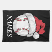 Persoonlijke Naam Kerstmis Honkbal Santa Hoed Theedoek (Horizontaal)