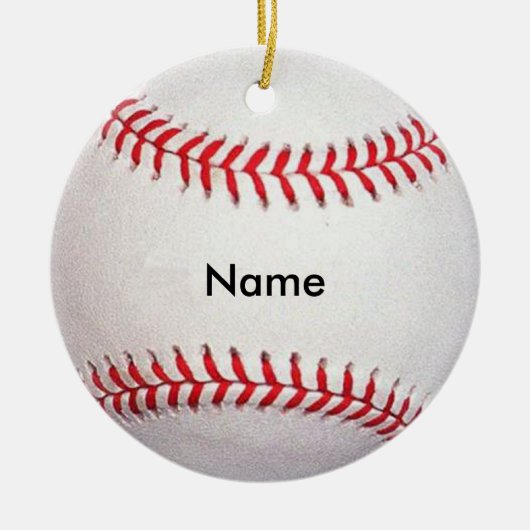 Persoonlijke naam kerstversiering honkbal keramisch ornament (Voorkant)