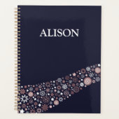 Persoonlijke naam kerstwinterroze sneeuwvlokken planner (Voorkant)