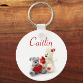 Persoonlijke naam Keyring - Teddy Bears Sleutelhanger (Voorkant)