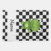 Persoonlijke naam kikker zwart-witvinkers theedoek (Horizontaal)