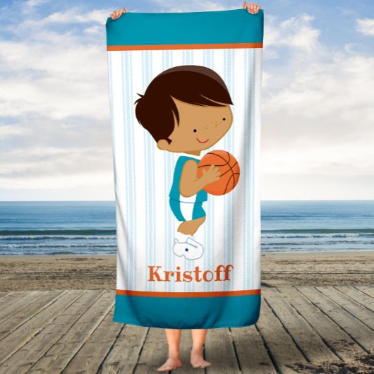 Persoonlijke naam Kinder Basketball Bath Towel Badhanddoek