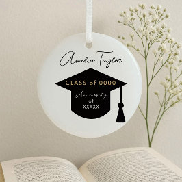 **Persoonlijke Naam Klas van 0000 Afstuderen Glas Ornament