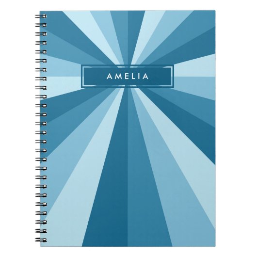 Persoonlijke naam Kleurenwielschaduwen van blauw Notitieboek (Voorkant)
