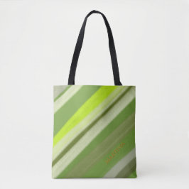 Persoonlijke naam kleurrijke limoengroene strepen tote bag