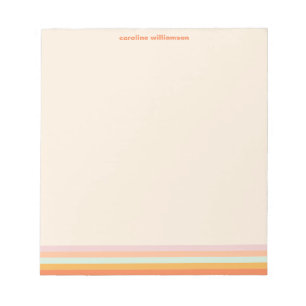 Persoonlijke naam kleurrijke strepen retro pastel notitieblok