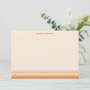 Persoonlijke naam kleurrijke strepen retro pastel notitiekaartje
