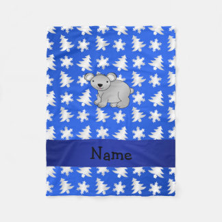 Persoonlijke naam koala blauwe sneeuwvlokken bomen fleece deken