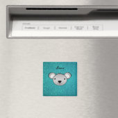 Persoonlijke naam koala gezicht turquoise glitter magneet (Insitu (Vaatwasser))