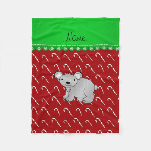Persoonlijke naam koala red kerstsnoepjes fleece deken (Voorkant)