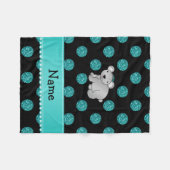 Persoonlijke naam koala turquoise polka dots fleece deken (Voorkant (Horizontaal))