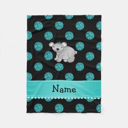 Persoonlijke naam koala turquoise polka dots fleece deken (Voorkant)