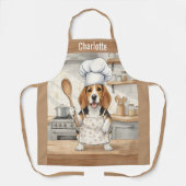 Persoonlijke Naam Kook Beagle Hond Chef Schort (Voorkant)