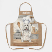 Persoonlijke Naam Kook Poodle Hond Chef Schort (Voorkant)