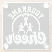 Persoonlijke naam Kop Team Varsity Cheerleader Glazen Onderzetter (Achterkant)