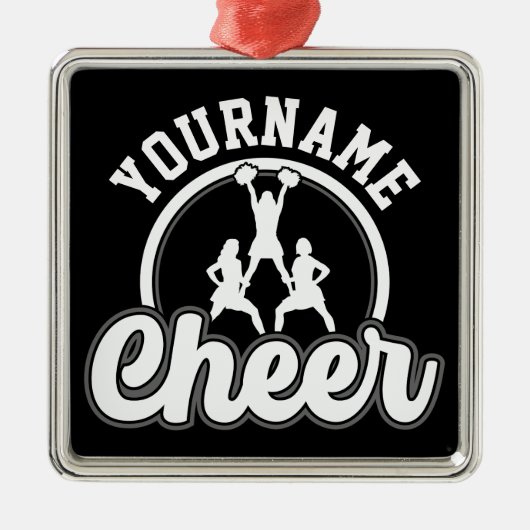 Persoonlijke naam Kop Team Varsity Cheerleader Metalen Ornament (Voorkant)