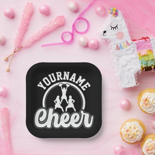 Persoonlijke naam Kop Team Varsity Cheerleader Papieren Bordje (Feest)