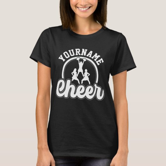 Persoonlijke naam Kop Team Varsity Cheerleader T-shirt (Voorkant)
