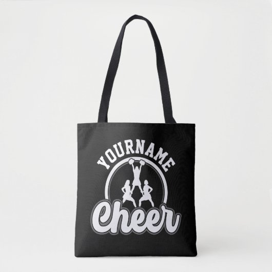 Persoonlijke naam Kop Team Varsity Cheerleader Tote Bag (Voorkant)