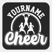 Persoonlijke naam Kop Team Varsity Cheerleader Vierkante Sticker (Voorkant)