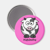Persoonlijke naam - Kute Cartoon Koe Magneet (Voorkant / Achterkant)
