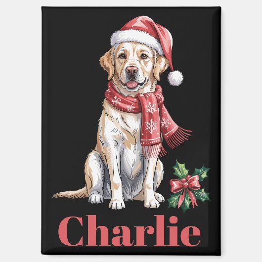 Persoonlijke Naam Labrador Retriever Kerstmis Magneet (Voorkant)