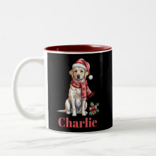 Persoonlijke Naam Labrador Retriever Kerstmis Tweekleurige Koffiemok