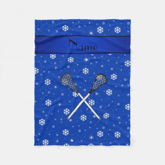 Persoonlijke naam lacrosse blauwe sneeuwvlokken fleece deken (Voorkant)