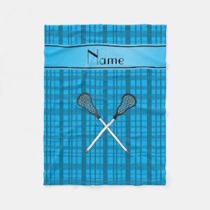 Persoonlijke naam lacrosse sky blue plaid fleece deken