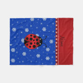 Persoonlijke naam ladybug blauwe sneeuwvlokken fleece deken (Voorkant (Horizontaal))