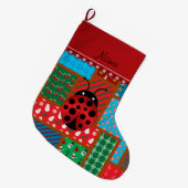 Persoonlijke naam ladybug lelijke kersttrui grote kerstsok (Voorkant (Hangend))