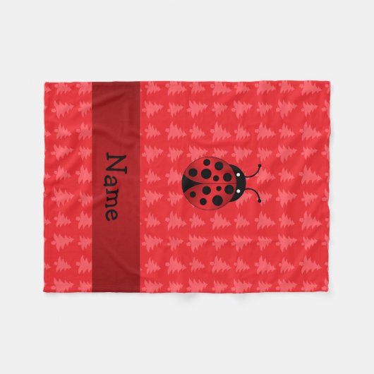 Persoonlijke naam ladybug red kerstbomen fleece deken (Voorkant (Horizontaal))
